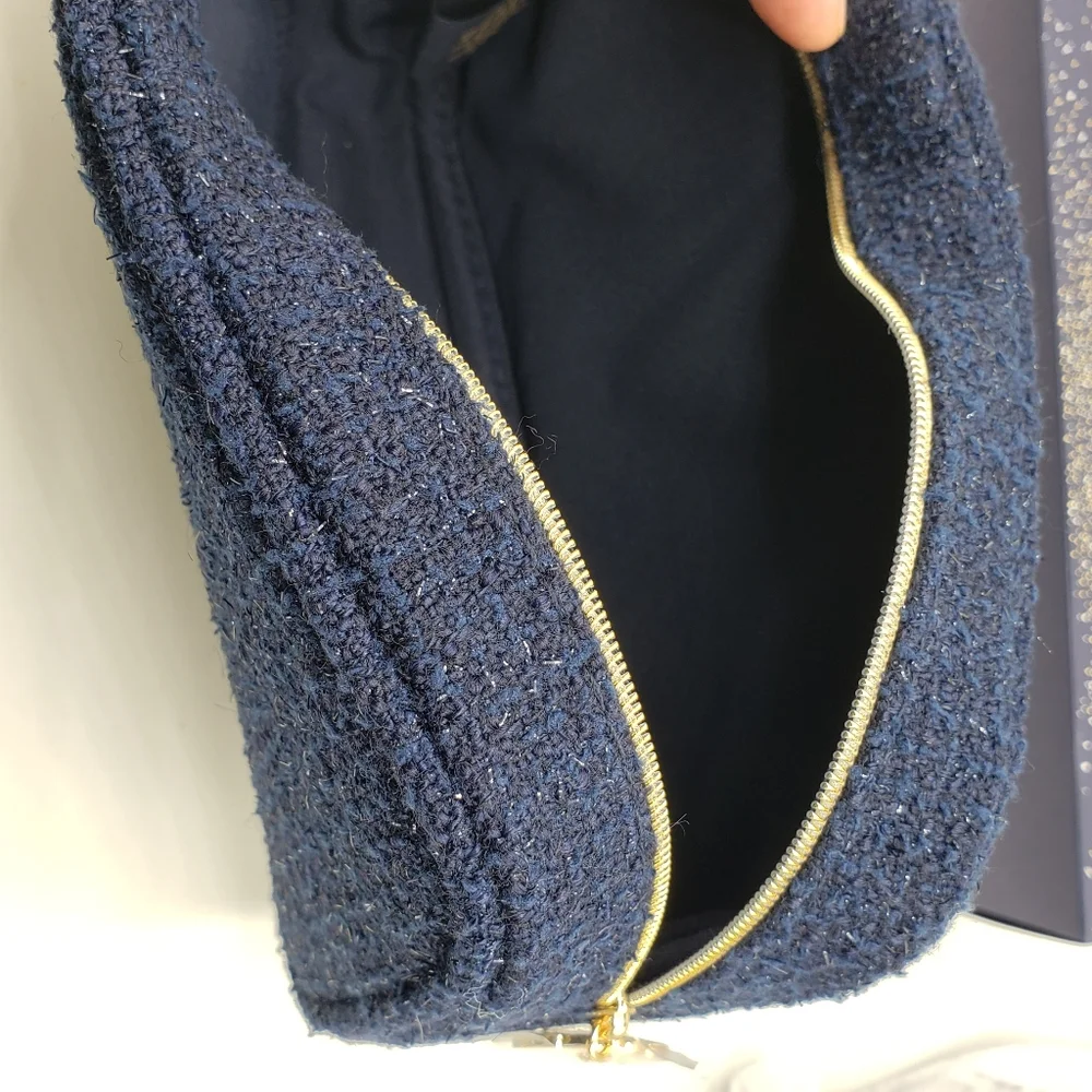 Authentic Chanel Cosmetic Pouch Blue Gold